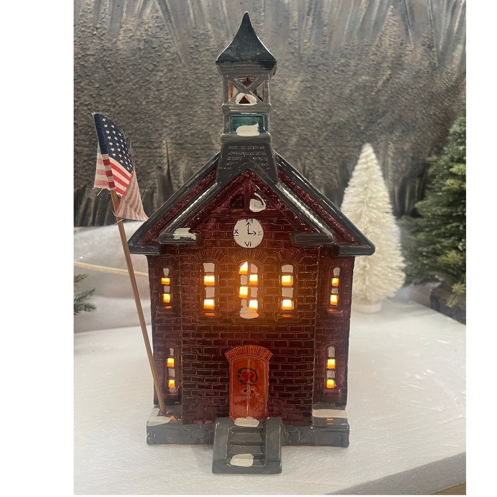 Department 56 Snow Village NEW SCHOOL HOUSE 1985 Snowhouse Series Unboxed